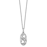 CZ Best Friends Forever 18in Necklace Charm Pendant in Real 925 Sterling Silver