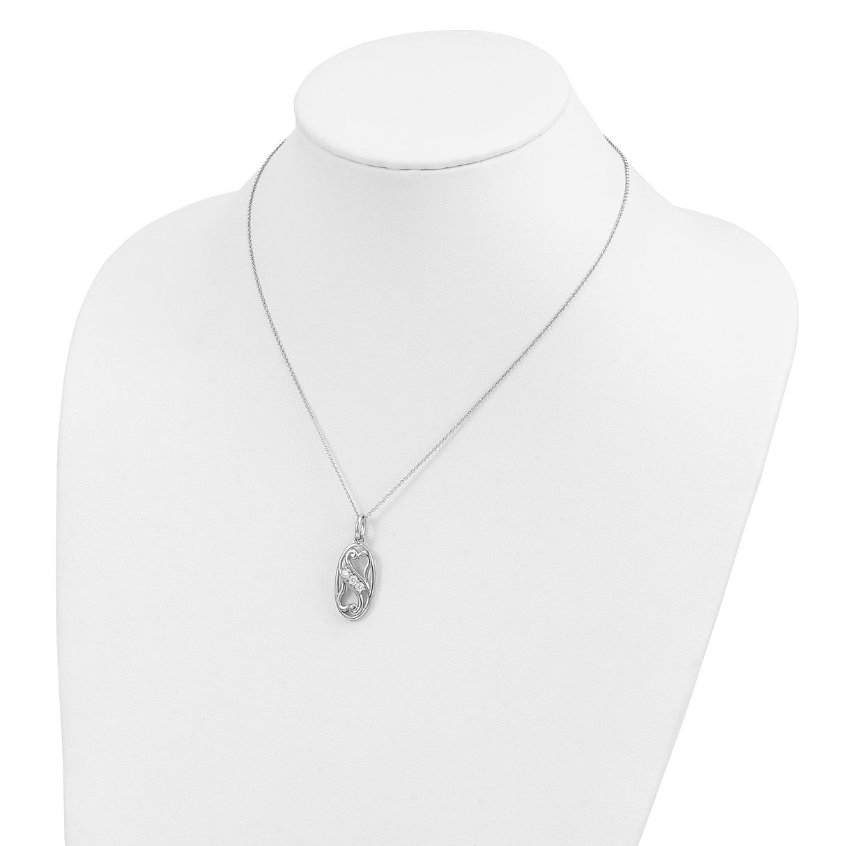 CZ Best Friends Forever 18in Necklace Charm Pendant in Real 925 Sterling Silver