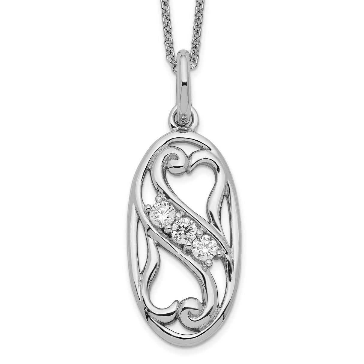CZ Best Friends Forever 18in Necklace Charm Pendant in Real 925 Sterling Silver