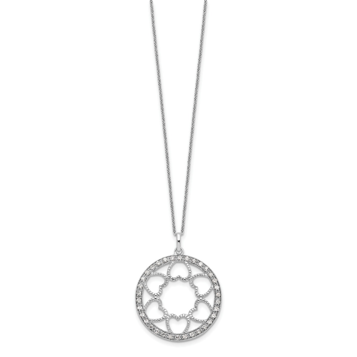 CZ Fullness Of Blessings 18in Necklace Charm Pendant in Real 925 Sterling Silver