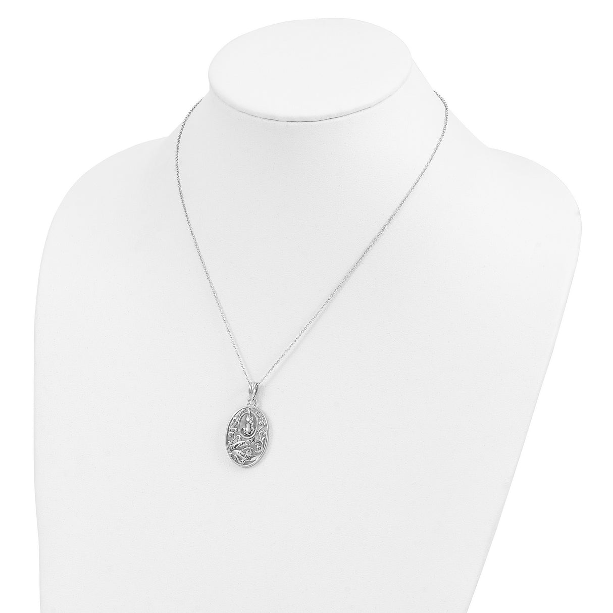 Antiqued Animal Friends-Cat 18in Necklace Charm Pendant in Real 925 Sterling Silver