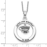 Antiqued Serve One Another 18in Necklace Charm Pendant in Real 925 Sterling Silver