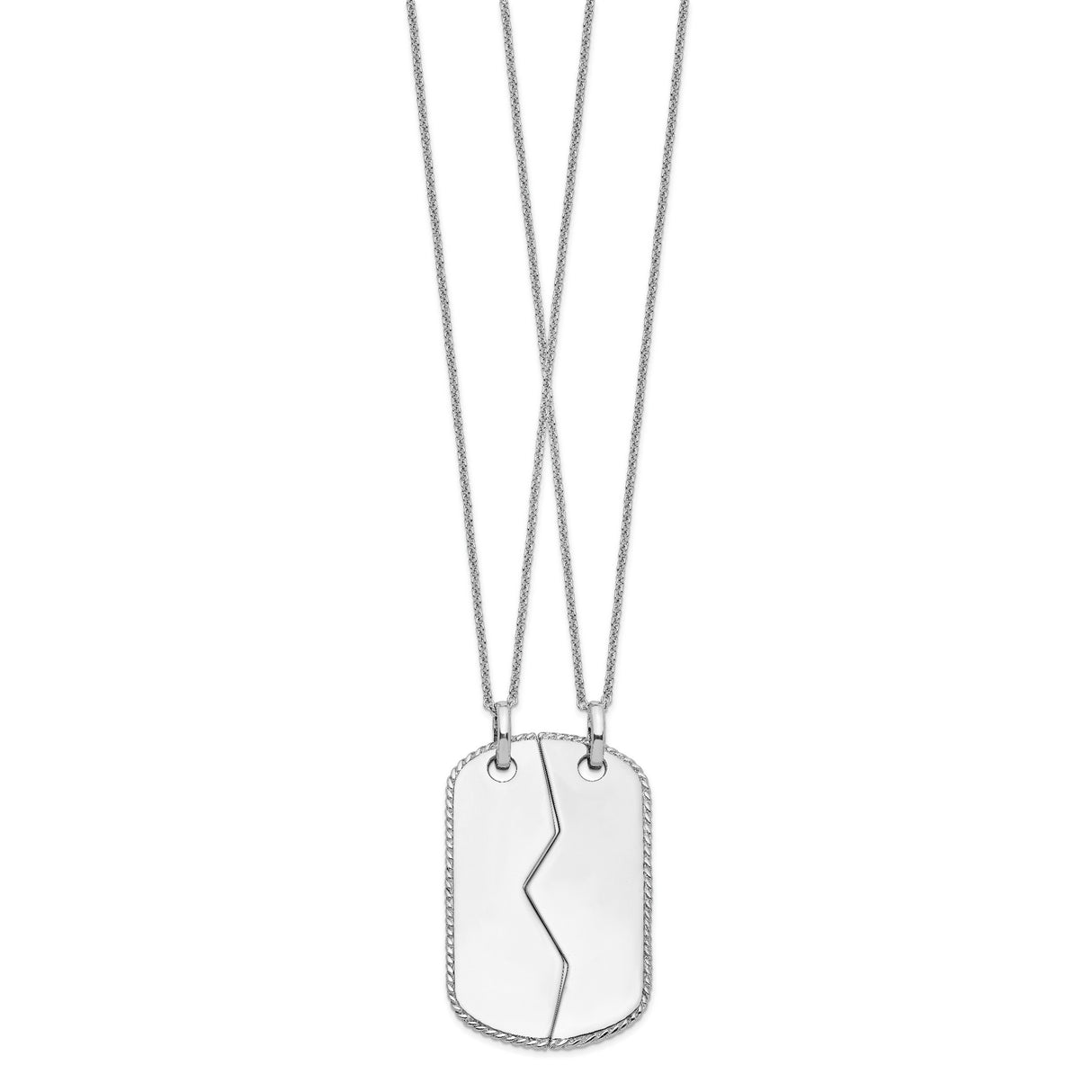 Antiqued Military Dog Tag For Two 18in Necklaces Charm Pendant in Real 925 Sterling Silver