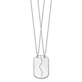 Antiqued Military Dog Tag For Two 18in Necklaces Charm Pendant in Real 925 Sterling Silver