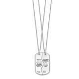 Antiqued Military Dog Tag For Two 18in Necklaces Charm Pendant in Real 925 Sterling Silver