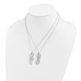 Antiqued Military Dog Tag For Two 18in Necklaces Charm Pendant in Real 925 Sterling Silver