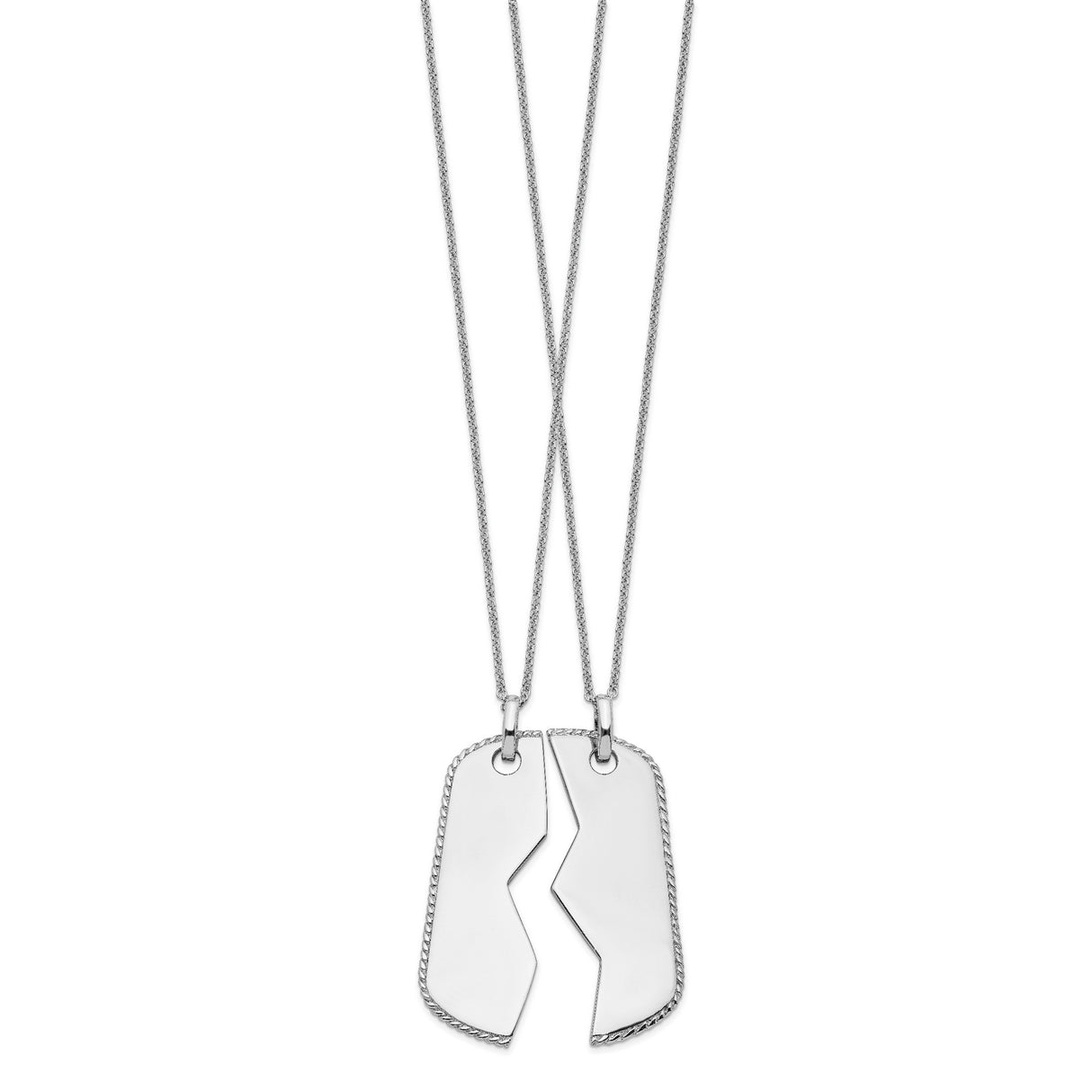 Antiqued Military Dog Tag For Two 18in Necklaces Charm Pendant in Real 925 Sterling Silver