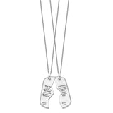 Antiqued Military Dog Tag For Two 18in Necklaces Charm Pendant in Real 925 Sterling Silver