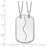 Antiqued Military Dog Tag For Two 18in Necklaces Charm Pendant in Real 925 Sterling Silver