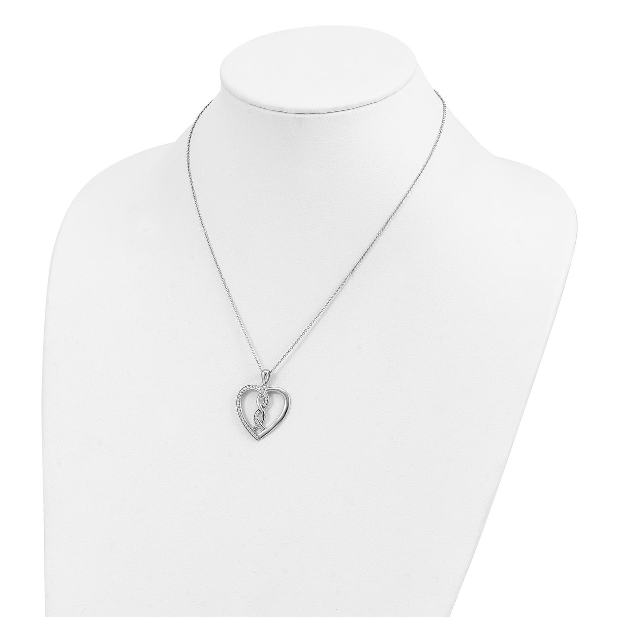 CZ Hearts Joined Together 18 inch Necklace with Poem Card Charm Pendant in Real 925 Sterling Silver