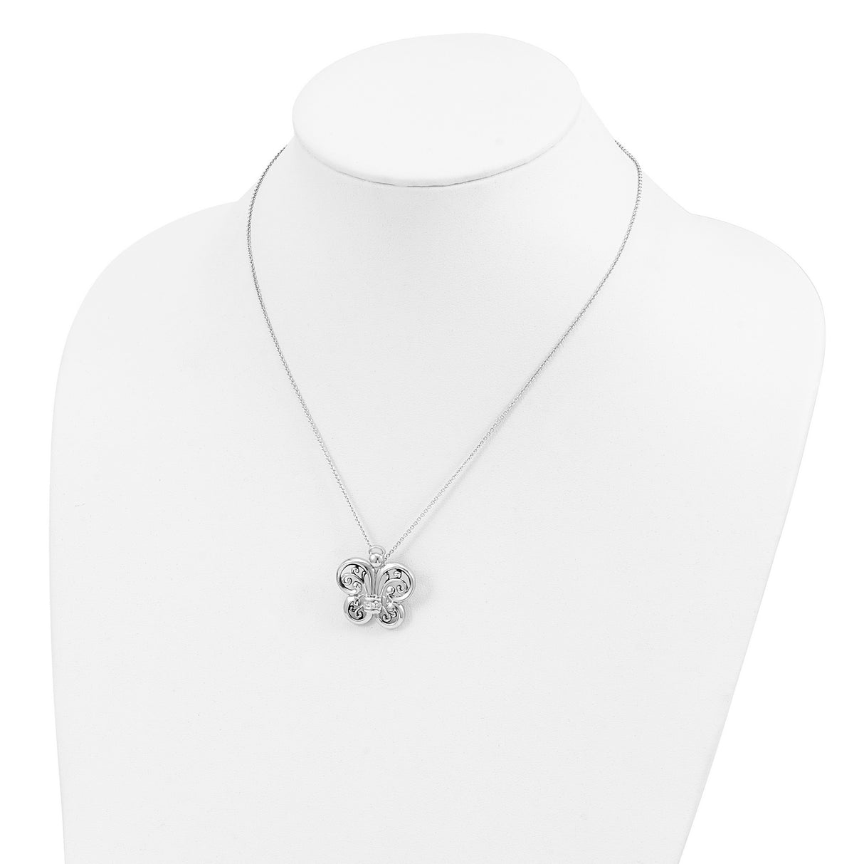 Antiqued CZ Angel of Courage 18in Necklace Charm Pendant in Real 925 Sterling Silver