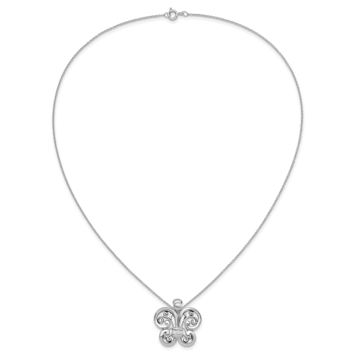 Antiqued CZ Angel of Courage 18in Necklace Charm Pendant in Real 925 Sterling Silver