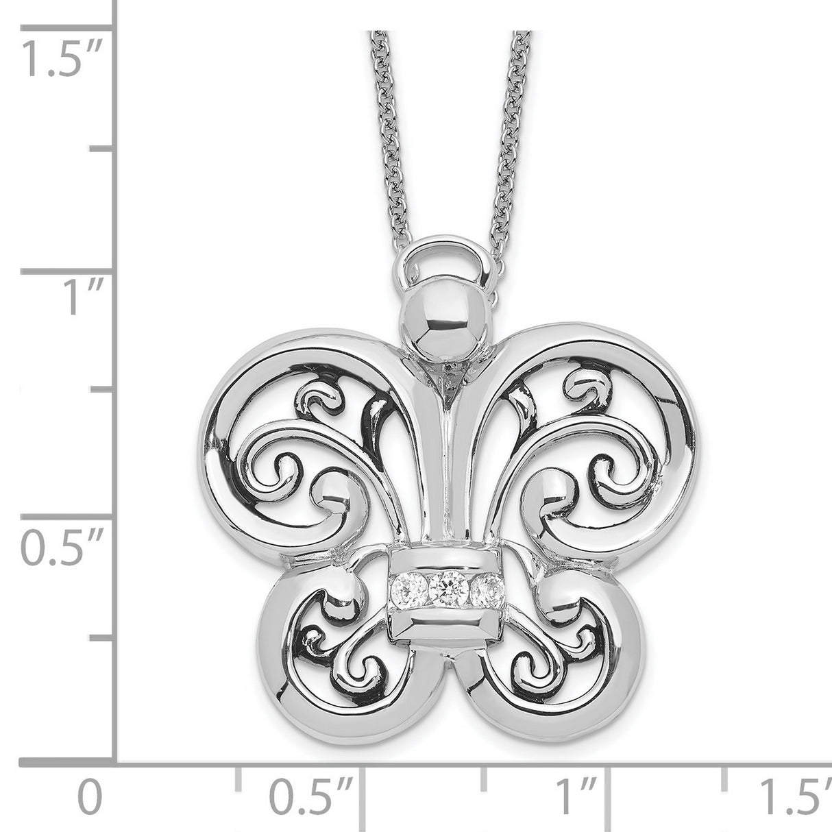 Antiqued CZ Angel of Courage 18in Necklace Charm Pendant in Real 925 Sterling Silver