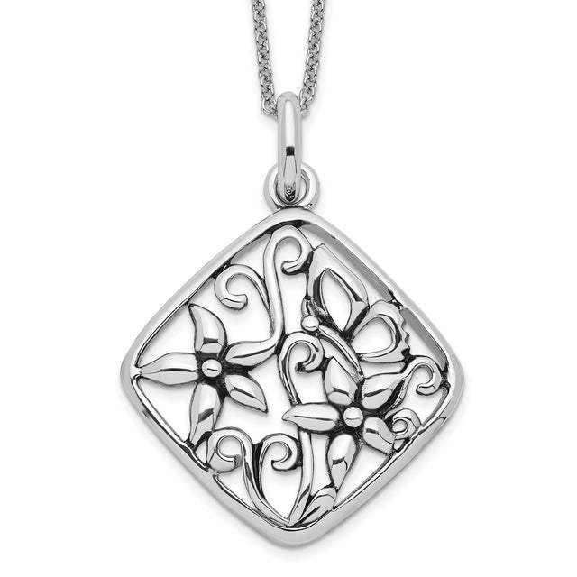 Antiqued I Appreciate You Mom 18in Necklace Charm Pendant in Real 925 Sterling Silver