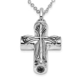 Antiqued Cross Ash Holder 18 Inch Necklace Charm Pendant in Real 925 Sterling Silver