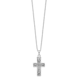 Antiqued Cross Ash Holder 18 Inch Necklace Charm Pendant in Real 925 Sterling Silver