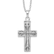Antiqued Cross Ash Holder 18 Inch Necklace Charm Pendant in Real 925 Sterling Silver
