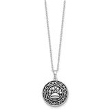 Round Paw Print Ash Holder Necklace Charm Pendant in Real 925 Sterling Silver