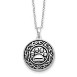 Round Paw Print Ash Holder Necklace Charm Pendant in Real 925 Sterling Silver