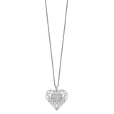 Antiqued CZ To My Daughter 18in Heart Necklace Charm Pendant in Real 925 Sterling Silver