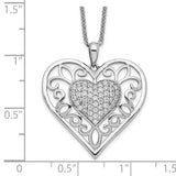 Antiqued CZ To My Daughter 18in Heart Necklace Charm Pendant in Real 925 Sterling Silver