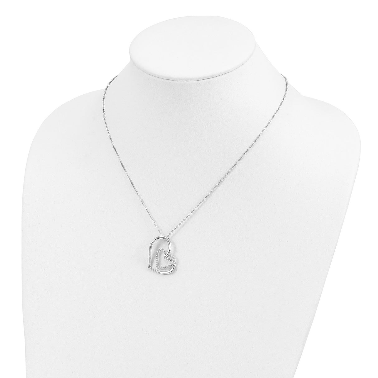 Thank You Grandma Words On Twin CZ Open Heart With Necklace Charm Pendant in Real 925 Sterling Silver