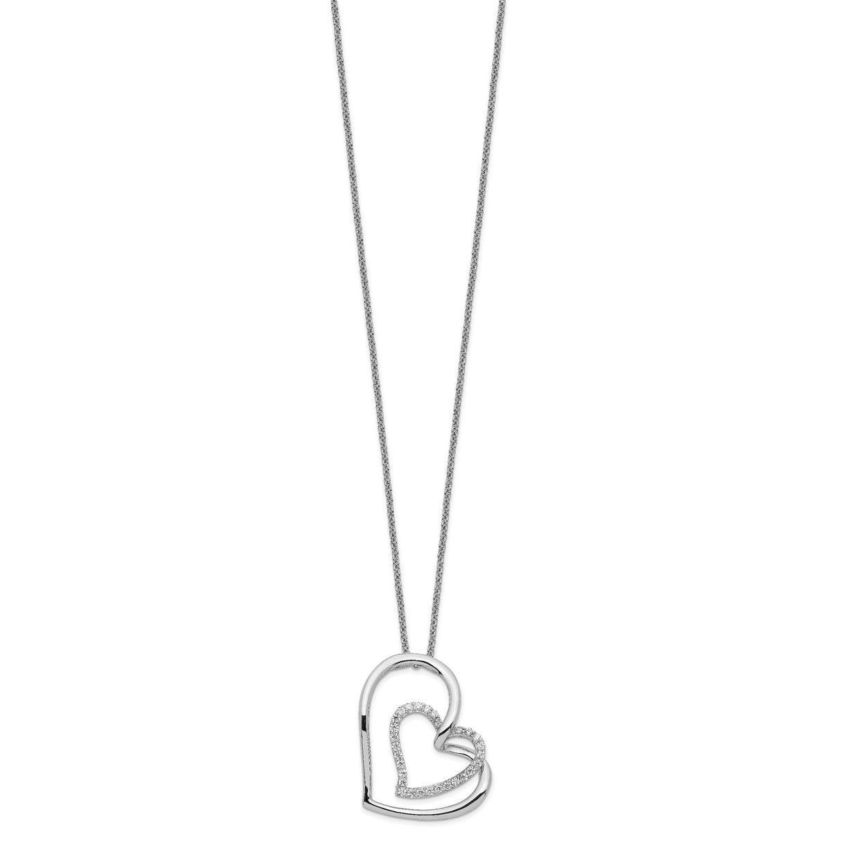 Antiqued CZ Thank You Mother 18in Hearts Necklace Charm Pendant in Real 925 Sterling Silver