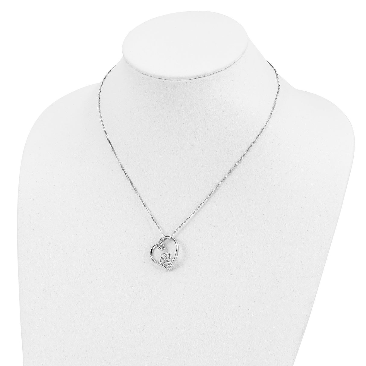 CZ My Special Niece 18in Flower in Heart Necklace Charm Pendant in Real 925 Sterling Silver