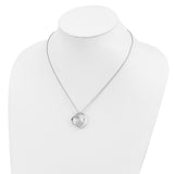 CZ My Special Niece 18in Flower in Heart Necklace Charm Pendant in Real 925 Sterling Silver