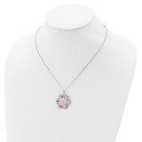 CZ Pretty in Pink Flower 18 Inch Necklace Charm Pendant in Real 925 Sterling Silver