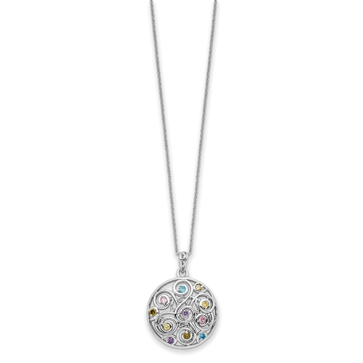 CZ Kaleidoscope Of Wishes 18in Necklace Charm Pendant in Real 925 Sterling Silver