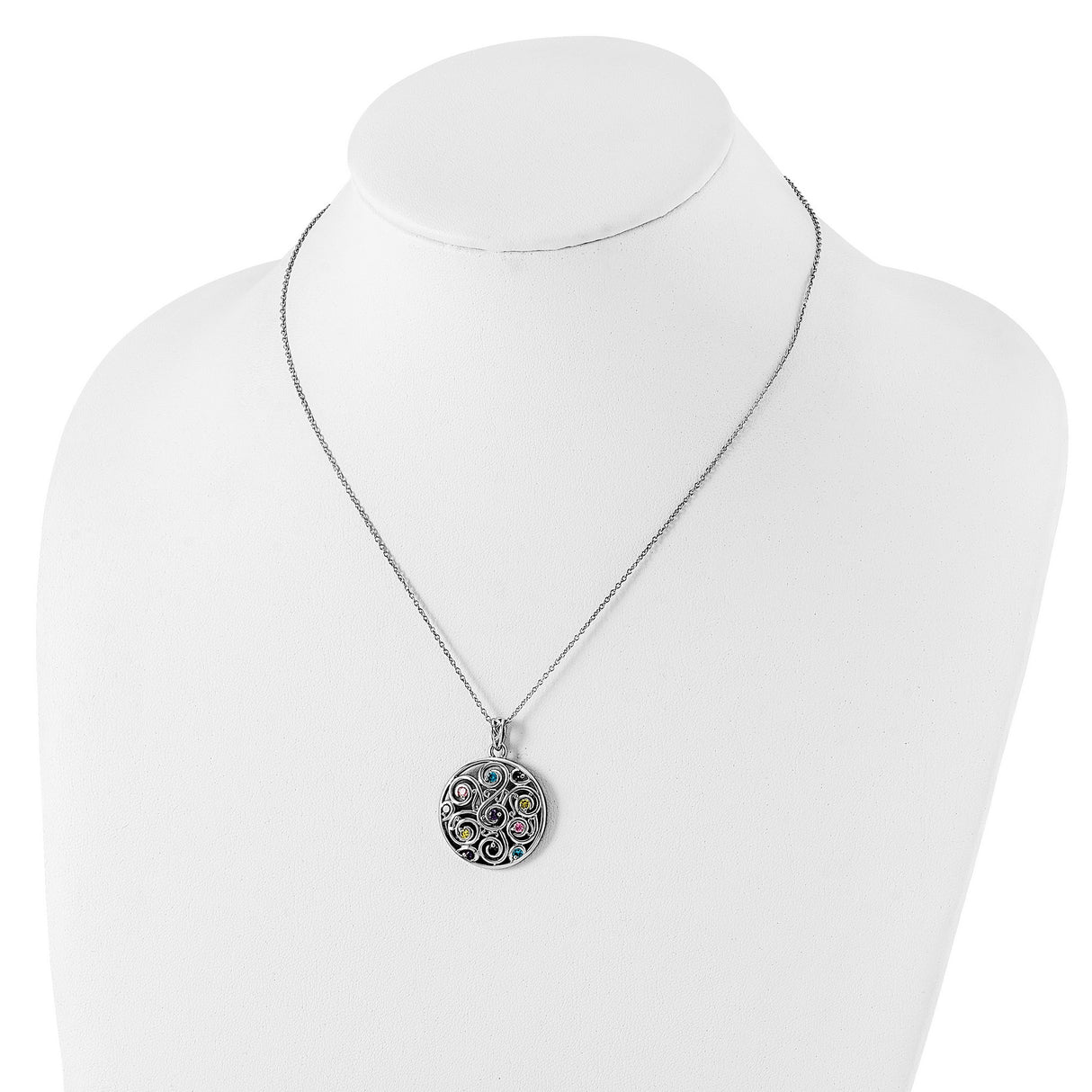 CZ Kaleidoscope Of Wishes 18in Necklace Charm Pendant in Real 925 Sterling Silver