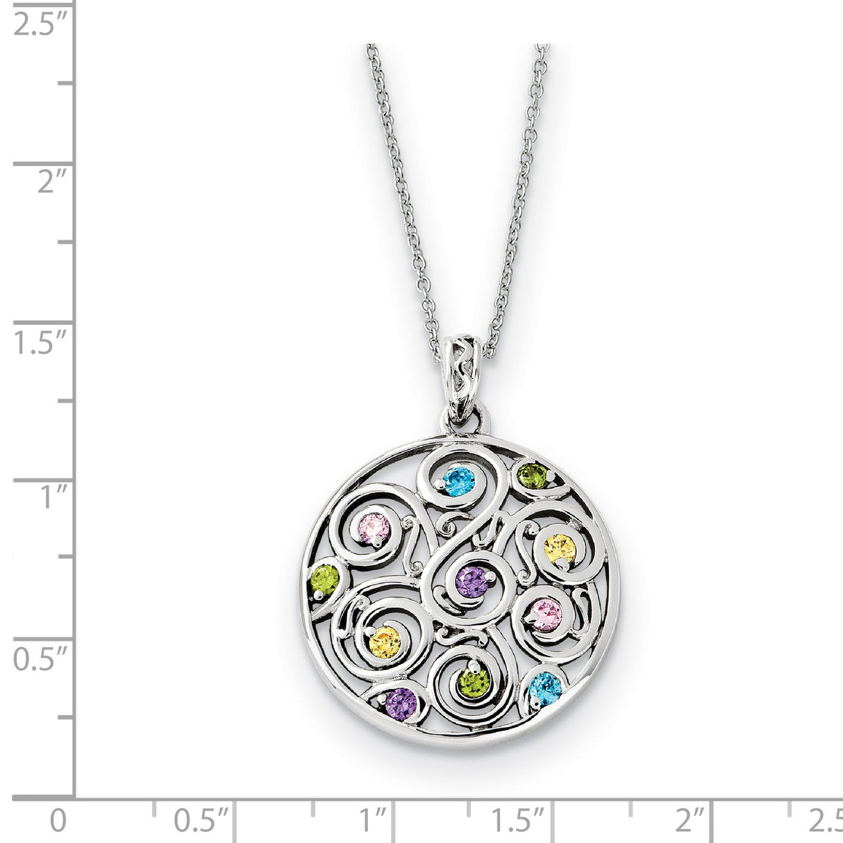 CZ Kaleidoscope Of Wishes 18in Necklace Charm Pendant in Real 925 Sterling Silver