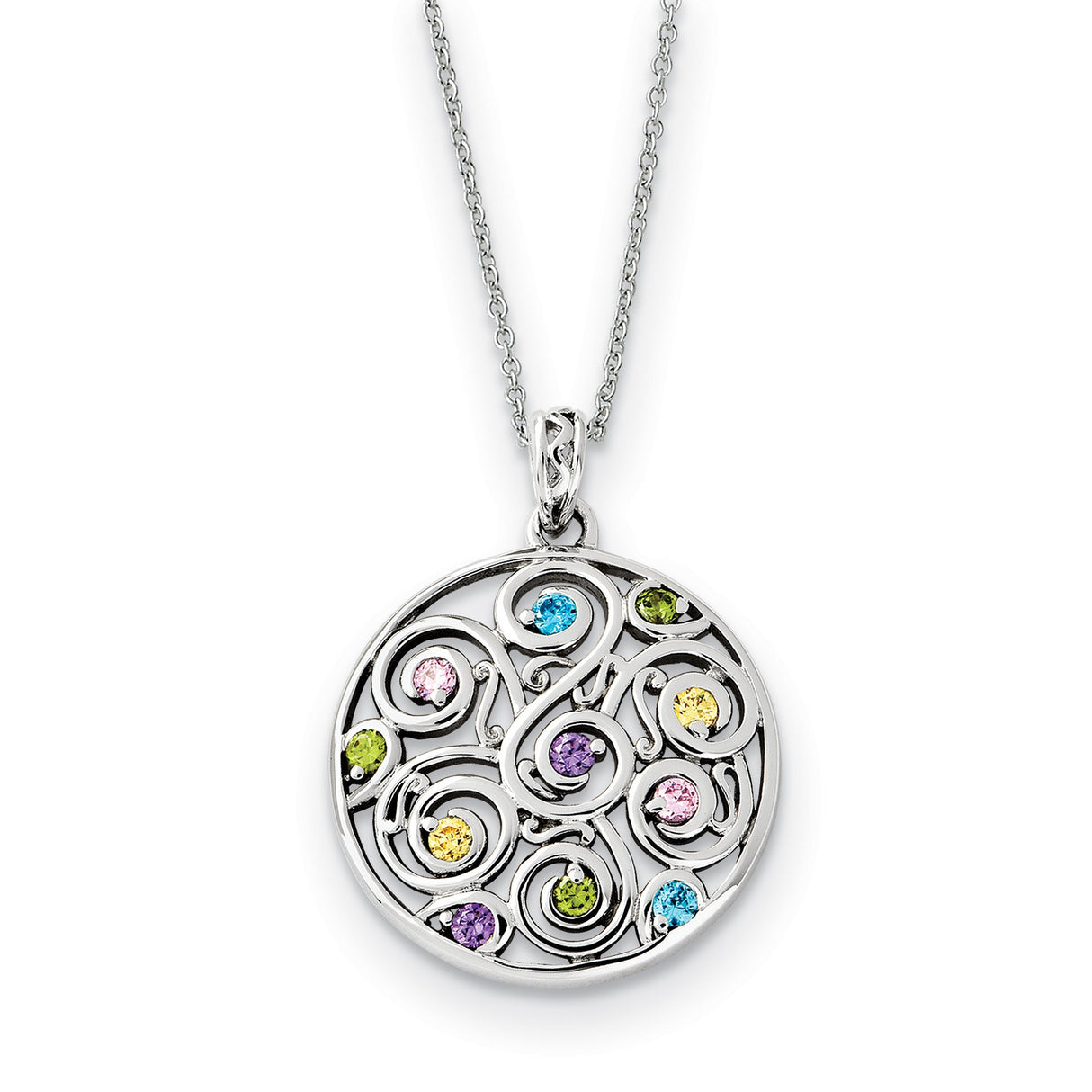 CZ Kaleidoscope Of Wishes 18in Necklace Charm Pendant in Real 925 Sterling Silver