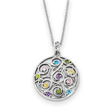 CZ Kaleidoscope Of Wishes 18in Necklace Charm Pendant in Real 925 Sterling Silver