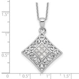 CZ I Love You All Year Long 18in Necklace Charm Pendant in Real 925 Sterling Silver