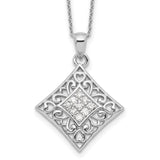 CZ I Love You All Year Long 18in Necklace Charm Pendant in Real 925 Sterling Silver