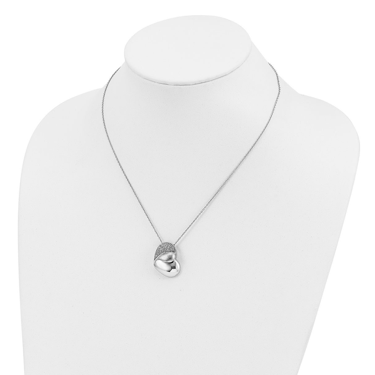 CZ Glimpse of my Heart Necklace Charm Pendant in Real 925 Sterling Silver