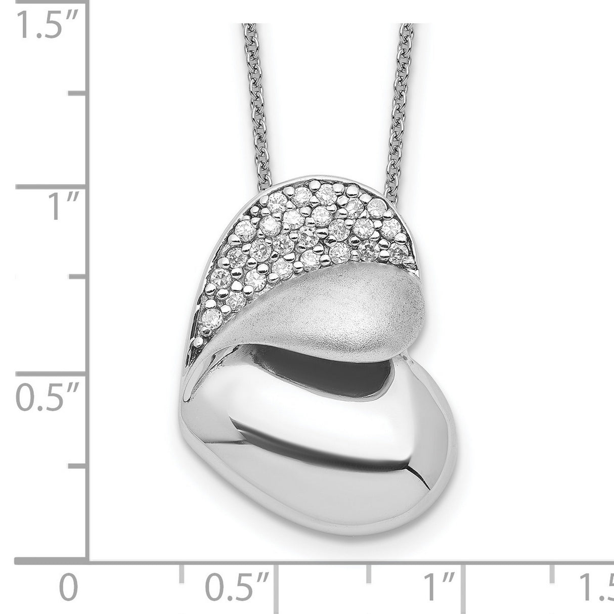 CZ Glimpse of my Heart Necklace Charm Pendant in Real 925 Sterling Silver