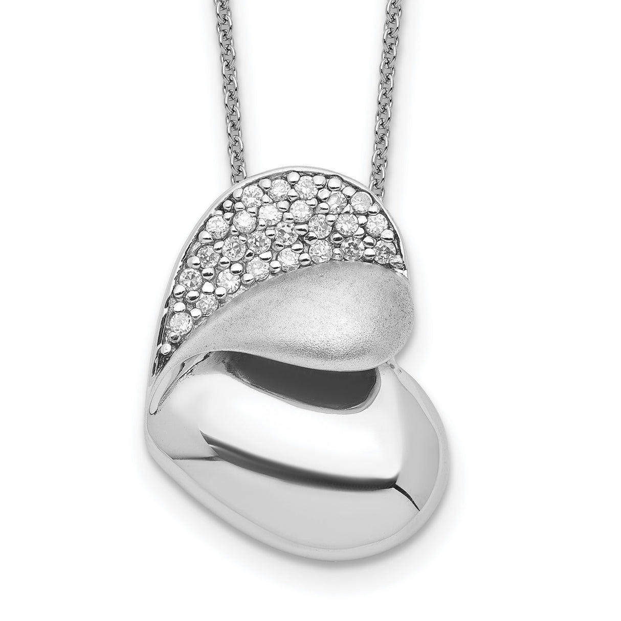 CZ Glimpse of my Heart Necklace Charm Pendant in Real 925 Sterling Silver