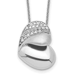 CZ Glimpse of my Heart Necklace Charm Pendant in Real 925 Sterling Silver