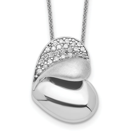 CZ Glimpse of my Heart Necklace Charm Pendant in Real 925 Sterling Silver