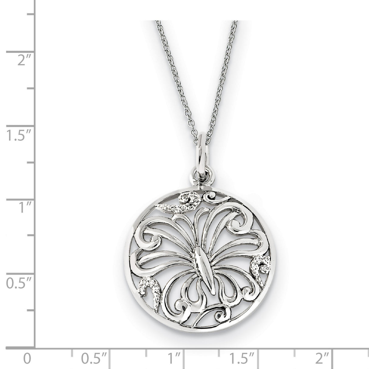 CZ Miracles 18in Butterfly Necklace Charm Pendant in Real 925 Sterling Silver