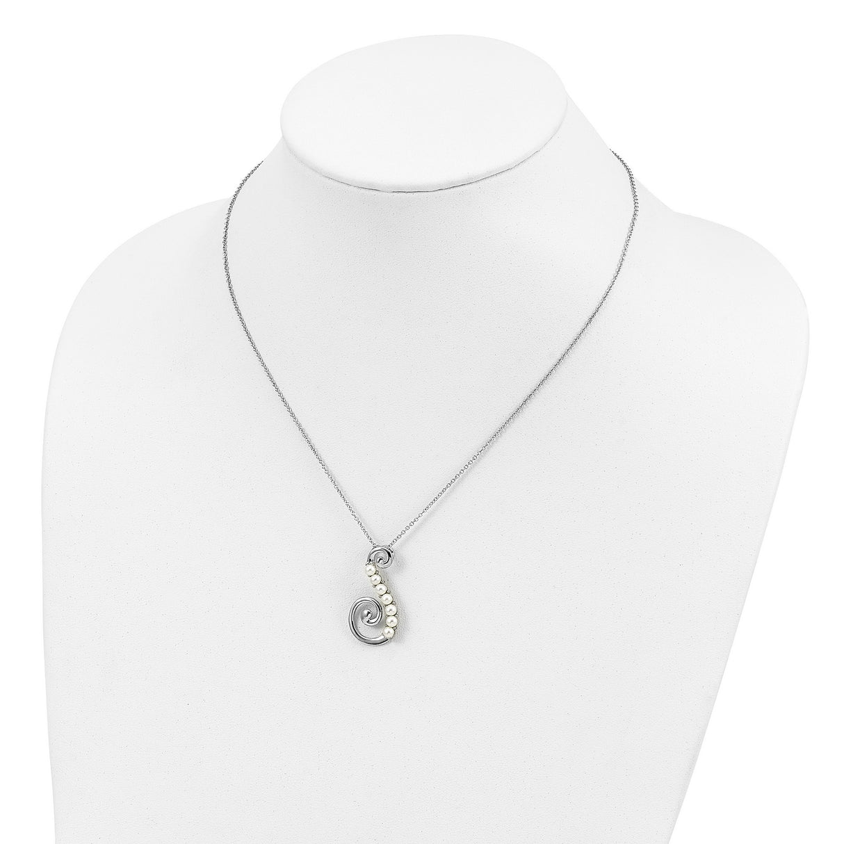 FW Cultured Pearl Reaching Out 18in Necklace Charm Pendant in Real 925 Sterling Silver