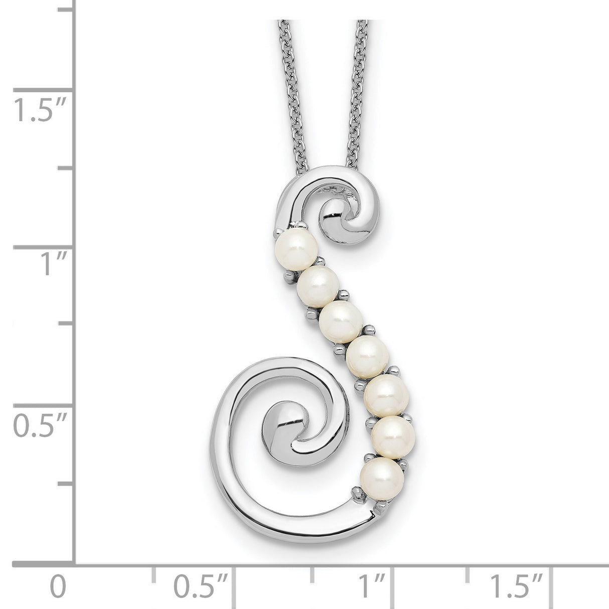 FW Cultured Pearl Reaching Out 18in Necklace Charm Pendant in Real 925 Sterling Silver
