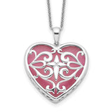 Simulated Cats Eye Heart Acceptance 18 Inch Necklace Charm Pendant in Real 925 Sterling Silver