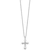 Sterling Silver Cross Pendant with Beveled Edges and Vintage Vine Design