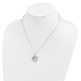 Antiqued CZ Families Are Tied Together 18in Heart Necklace Charm Pendant in Real 925 Sterling Silver