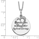 Antiqued CZ Families Are Tied Together 18in Heart Necklace Charm Pendant in Real 925 Sterling Silver