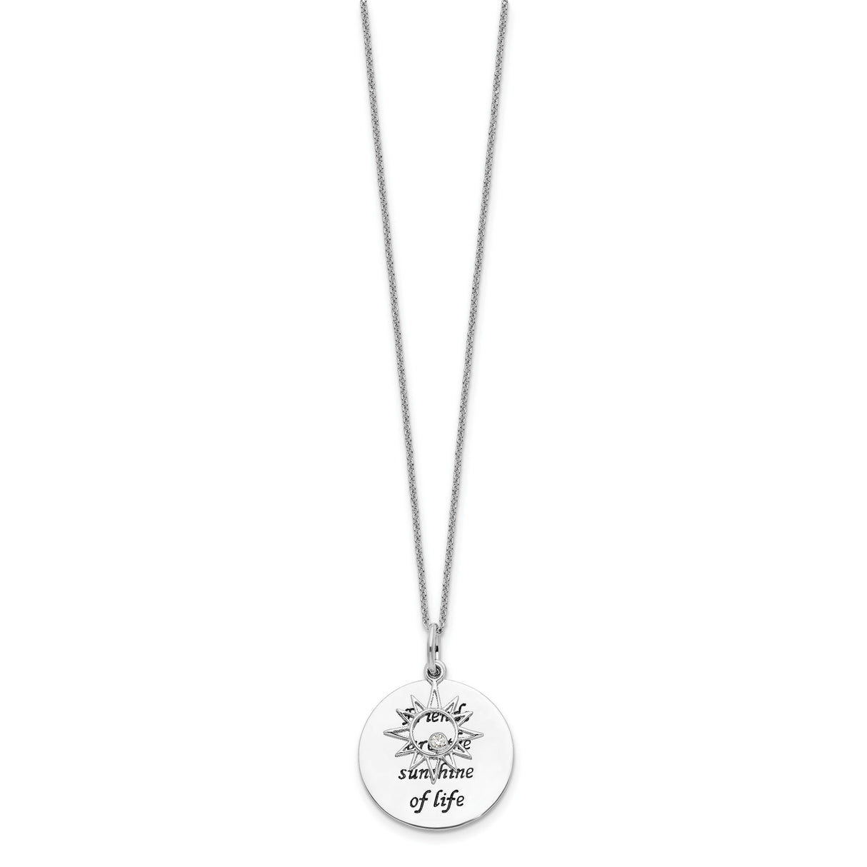 Friends Are The Sunshine Of Life Words And Sun Necklace Charm Pendant in Real 925 Sterling Silver